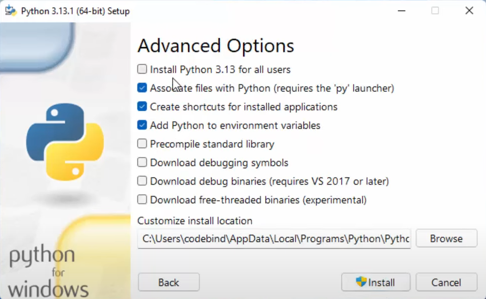 python ad options