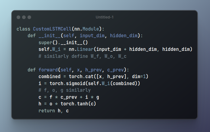 lstm pytorch custom cell code picture